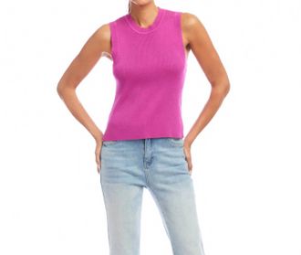 Karen Kane Skylee Sleeveless Ribbed Sweater Tank Top In Orchid