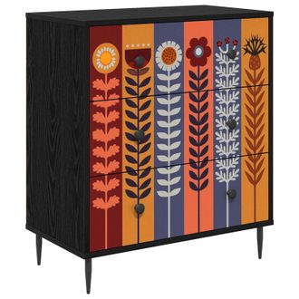 vidaXL Cajonera Essen Estampado De Girasoles 66 X 36,5 X 76 Cm Vidaxl