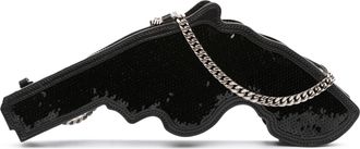 Saint Laurent Pre-owned Womens Sequined Bo Gun Chain Crossbody - Black Leather - One Size