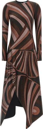 Pucci Iride Print Lurex Jersey Jurk - Dames - Casual kleedjes - Bruin - XS - Polyester - Kleedjes