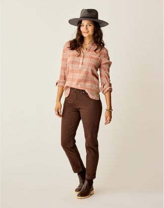 Carve Designs Dylan Gauze Shirt in Rosewood Plaid at Nordstrom, Size X-Large L