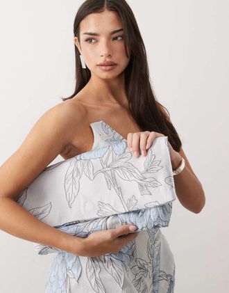 Asos Pochette morbida con patta in jacquard blu-Multicolore