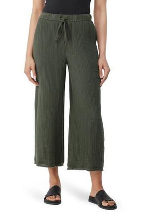 Eileen Fisher Wide Leg Organic Cotton Pants in Seaweed at Nordstrom Rack, Size Large