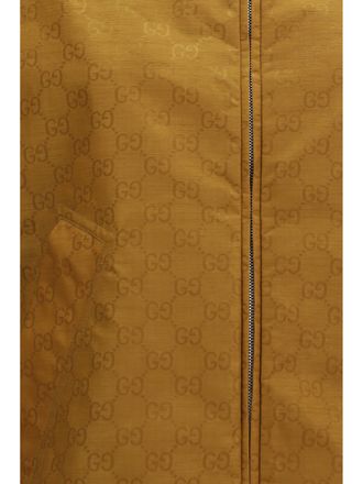 Gucci Womens Jacquard Jacket Caramel Suede Nylon Puffer