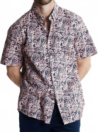 Jachs NY Bay Oxford Short Sleeve Shirt In Pink Tropical Bay