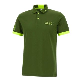 Sun 68 Polo Shirts, male, Green, Size: S Polo Logo Fluo