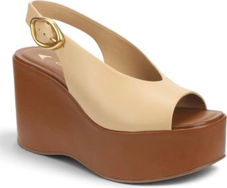 Carrano Womens Leather Wedge Sandal In Porcini