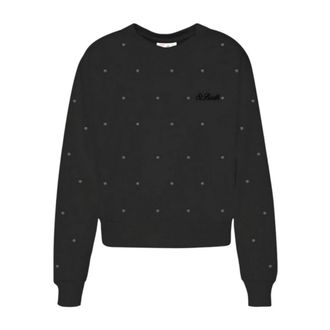 MC2 Saint Barth Zwarte Casey Sweatshirt met Strass Details - Dames - Sweatshirts - Zwart - M - Katoen - Hoodies & sweatvesten