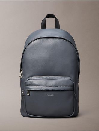 Calvin Klein Mens Raised Logo Round Backpack - Grey