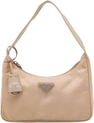 Prada Pre-owned Nylon Shoulder Bag - Dames - Vintage Schoudertas - Beige - ONE Size - Nylon - Vintage