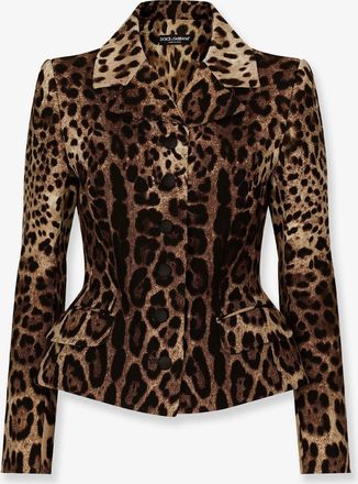 Dolce & Gabbana Blazer in doppio cr&ecirc;pe di lana stampa Leopardo - DOLCE & GABBANA - gender_Woman