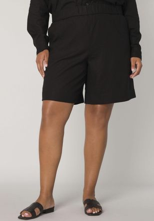 Base Level Curvy Relaxshorts BASE LEVEL CURVY YARDAN, Damen, Gr. 58/60, N-Gr, schwarz, Web, Obermaterial: 55% Leinen, 45% Viskose, unifarben, loose fit ca. Mitte Obers