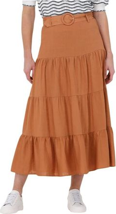 Suncoo Fergie Midi Rok - Dames - Midirokken - Bruin - XS - Polyester - Rokken