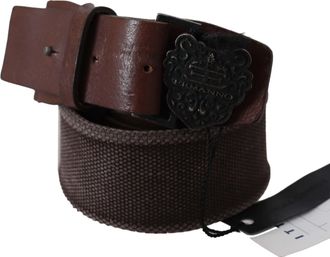 Ermanno Scervino Dark Brown Leather Wide Buckle Waist Womens Belt