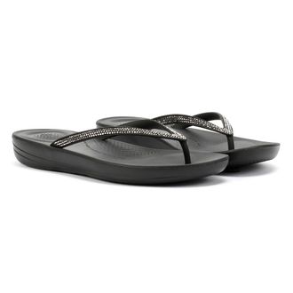 FitFlop Iqushion Sparkle Rubberen Dames Zwarte Flip-Flops