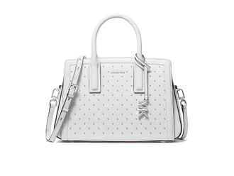 Michael Kors Laila Small Satchel Satchel Womens Handbags Optic White 1, Polyester/Twill