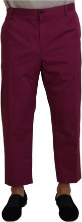 Dolce & Gabbana Magenta Katoenen DG Logo Zakbroek - Heren - Straight fit broeken - Roze - 5XL - Katoen - Broeken