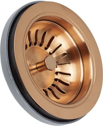 Lira Scarico per lavello salvaspazio in bronzo satinato con troppopieno, diametro 90 mm