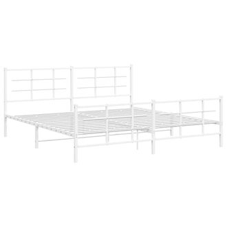 Berkfield Home Metal Bed Frame without Mattress with Footboard White 193x203cm | Size: 193x203 cm