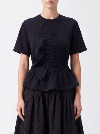 Cecilie Bahnsen Ruched Detail Short-Sleeved Stretch-Cotton T-Shirt