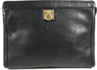 Celine Black Leather Clutch Bag Pouch (Pre-Owned)