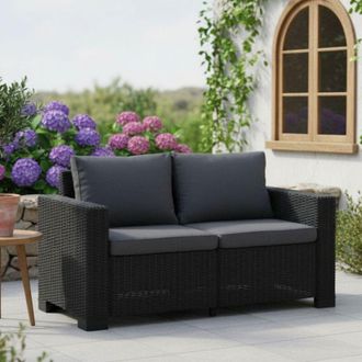 Dmora Dmora - Sof&aacute; De Exterior Roberval, Sof&aacute; Para Jard&iacute;n, Sof&aacute; Para Terraza, Sof&aacute; Outdoor, 141x68 H72 Cm, Antracita