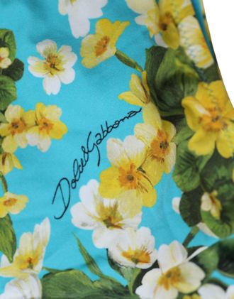 Dolce & Gabbana Floral Print Nylon Bikini Bottom - Blue