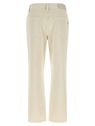 Brunello Cucinelli Shiny Tab Canvas Jeans - Beige