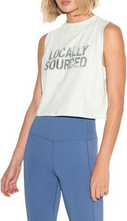 Spiritual Gangster Local Crawford Crop Cotton Tank Top in Beach Glass at Nordstrom Rack, Size X-Large