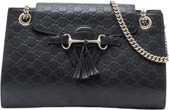Gucci Pre-owned Shoulder Bags, female, Black, Size: ONE SIZE Pre-owned Leather Shoulder Bag