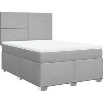 vidaXL Vidaxl - Cama Box Spring Con Colch&oacute;n Tela Gris Claro 160x200 Cm