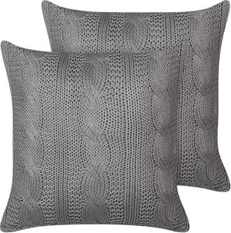Beliani Beliani - Set of 2 Scatter Cushions Cotton Fabric Throw Pillows 45 x 45 cm Grey Constylis