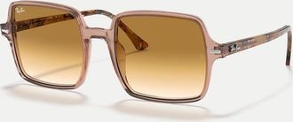 Ray-Ban Occhiali da sole squadrati marroni trasparenti con lenti marroni-Marrone