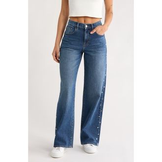 Habitual Hollis Studded Wide Leg Jeans in Baltic at Nordstrom Rack, Size 30