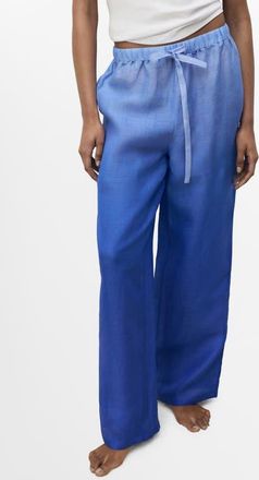 Mango Gradient Wide Leg Pants in Blue at Nordstrom, Size Medium