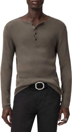 John Varvatos Javis Organic Cotton & Cashmere Rib Henley in Teakwood at Nordstrom, Size Xx-Large