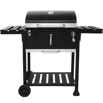 Aka Black Charcoal Grill BBQ Trolley Wheels Two Arm