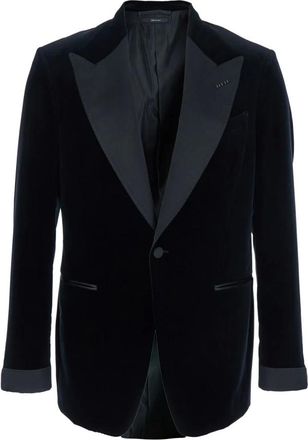 Tom Ford Jassen, Heren, Zwart, L, Satijn, Zwarte Tuxedo Jas in Fluweel