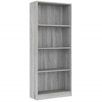 vidaXL 4-Tier Book Cabinet Grey Sonoma 60x24x142 cm Engineered Wood Vidaxl