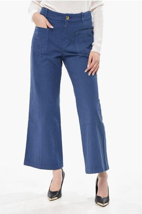 Chlo&eacute; Cotton Cropped-Fit Trousers with Patch Pockets size 46