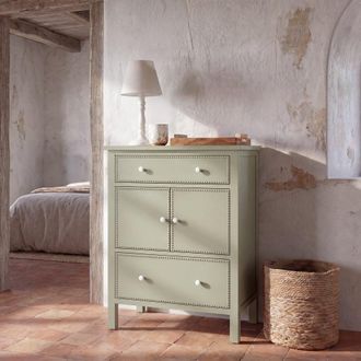 Maisons du monde Cajonero de 2 cajones y 2 puertas verde salvia, l75 cm