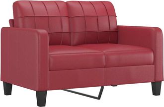 vidaXL Sof&aacute; De 2 Plazas De Cuero Sint&eacute;tico Rojo Vino 120 Cm Vidaxl