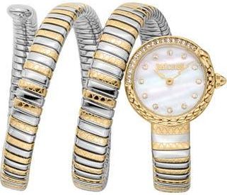 Just Cavalli Coiled Snake Bracelet Watch, 23mm in Silver /Gold at Nordstrom Rack