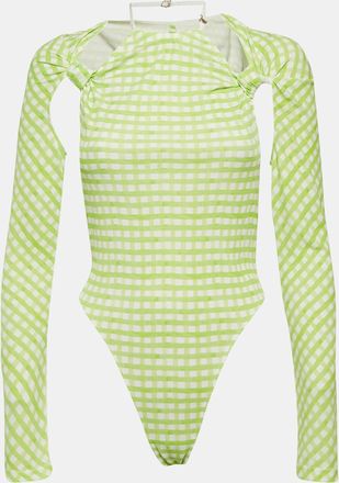 Jacquemus Green Checks Jersey Le Body Nodi Bodysuit