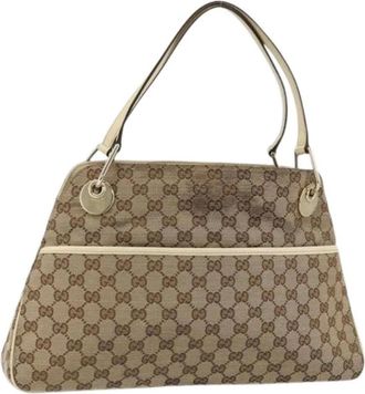 Gucci Pre-owned Shoulder Bags, female, Beige, Size: ONE SIZE Pre-owned Vintage GG Canvas Hand Bag