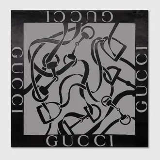 Gucci Equestrian Silk Viscose Shawl, Black