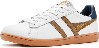 Gola Equipe II Leather Mens Shoes White/Tobacco/Navy : 10.5 D - Medium, Suede