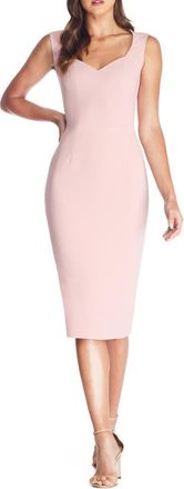 Dress The Population Elle Sweetheart Neck Sheath Midi Dress in Blush at Nordstrom, Size Xx-Small