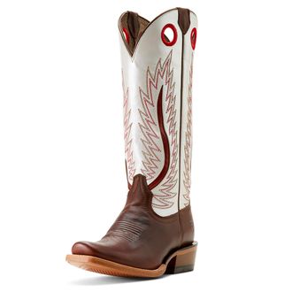 Ariat Womens Futurity Fort Worth Narrow Cutter Toe Western Boot in Rich Java Pearly White, B Medium Width, Size 6.5, by Ariat