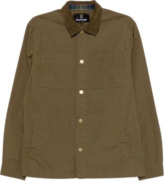 Barbour Overshirt met corduroy kraag van twill - Heren - Zomerjassen - Groen - M - Katoen - Jassen